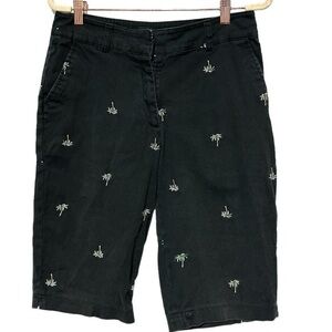 Briggs‎ New York Shorts women’s Size 8 Black W/ Palm Trees (1771)
